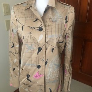 Prada Tan Trench Coat with Abstract Design